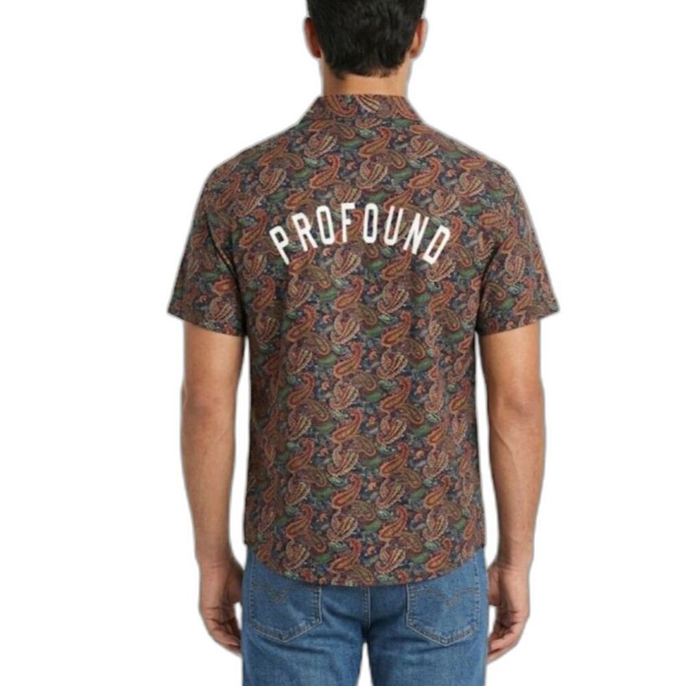 Profound Aesthetic Men's Multicolor Paisley SS Button-Down Shirt Size M